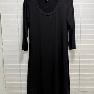 Karen Kane Women's 3/4 sleeve black scoop neck jersey knit A-line dress; size M